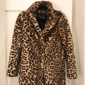 Zara Faux fur leopard print coat XS